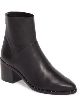 Treasure & Bond Farrah Black Leather Studded Ankle Boots Booties Block Heel